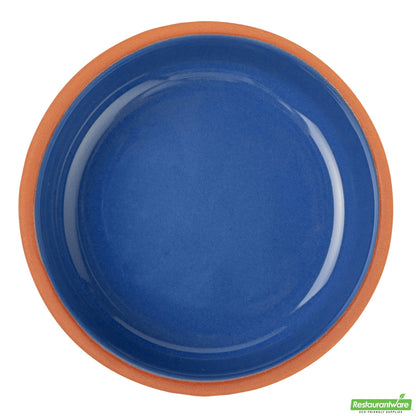 Wholesale Restaurantware 5 Oz Terrcotta Cazuela Bowl - Blue Glazed Interior, Oven-Safe- Bulk