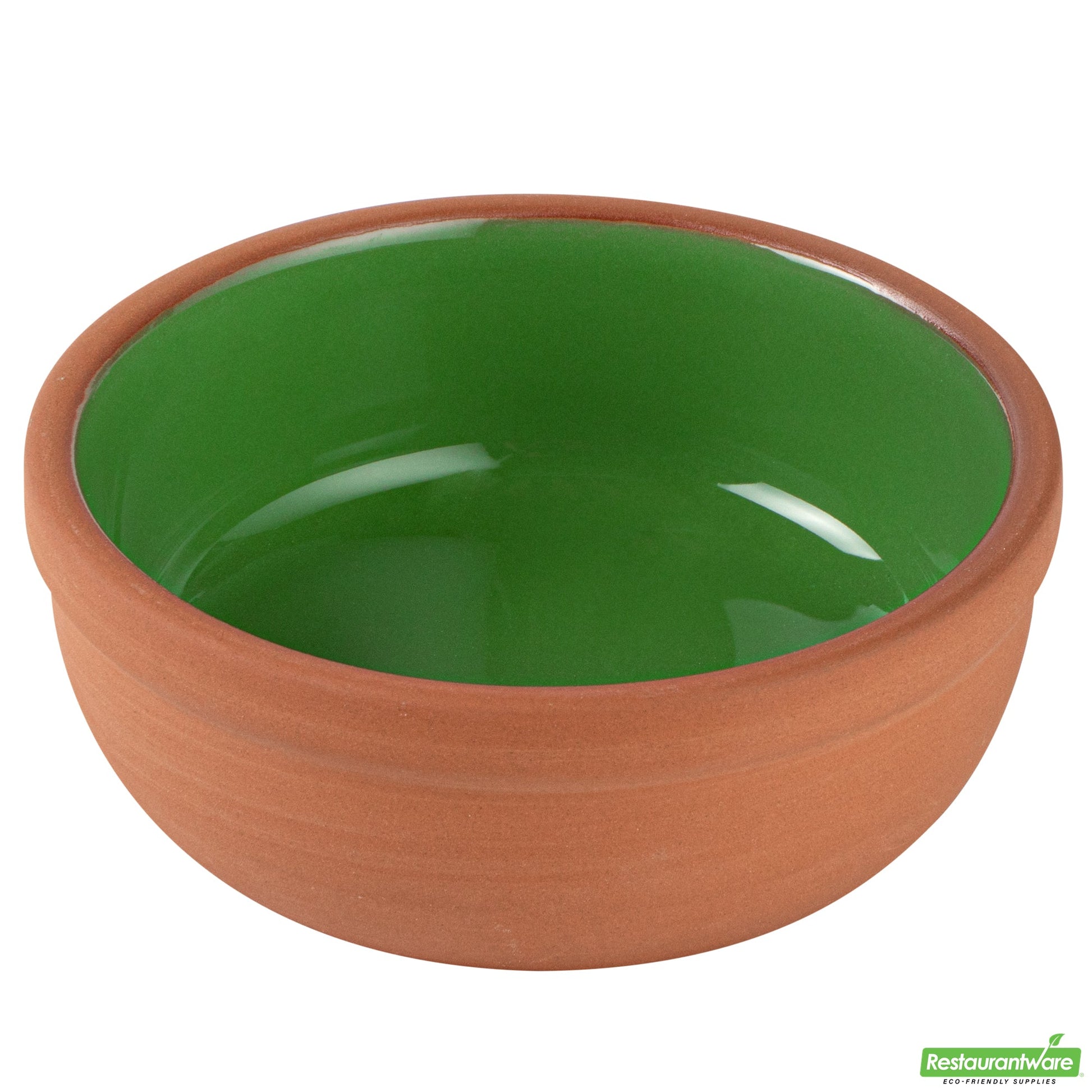 Wholesale Restaurantware 5 Oz Terrcotta Cazuela Bowl - Green Glazed Interior, Oven-Safe- Bulk