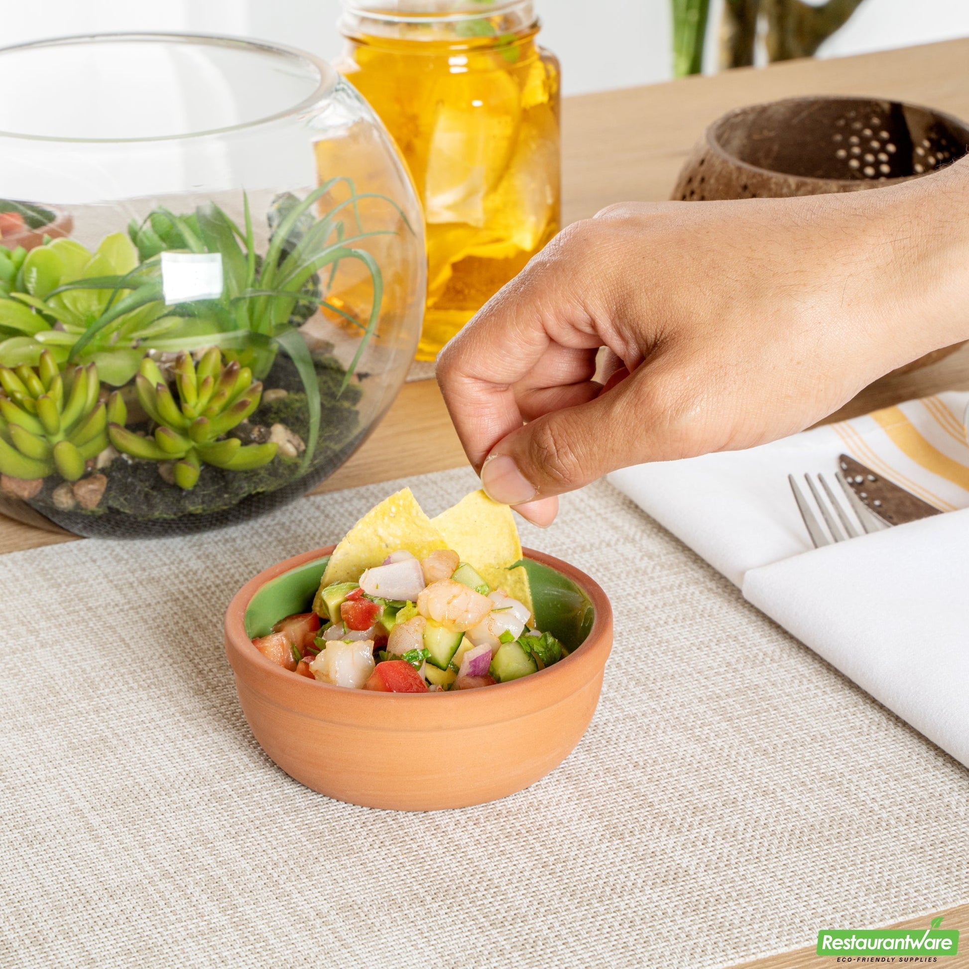 Wholesale Restaurantware 5 Oz Terrcotta Cazuela Bowl - Green Glazed Interior, Oven-Safe- Bulk