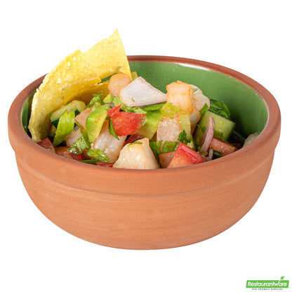 Wholesale Restaurantware 5 Oz Terrcotta Cazuela Bowl - Green Glazed Interior, Oven-Safe- Bulk