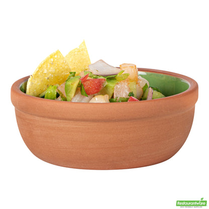 Wholesale Restaurantware 5 Oz Terrcotta Cazuela Bowl - Green Glazed Interior, Oven-Safe- Bulk