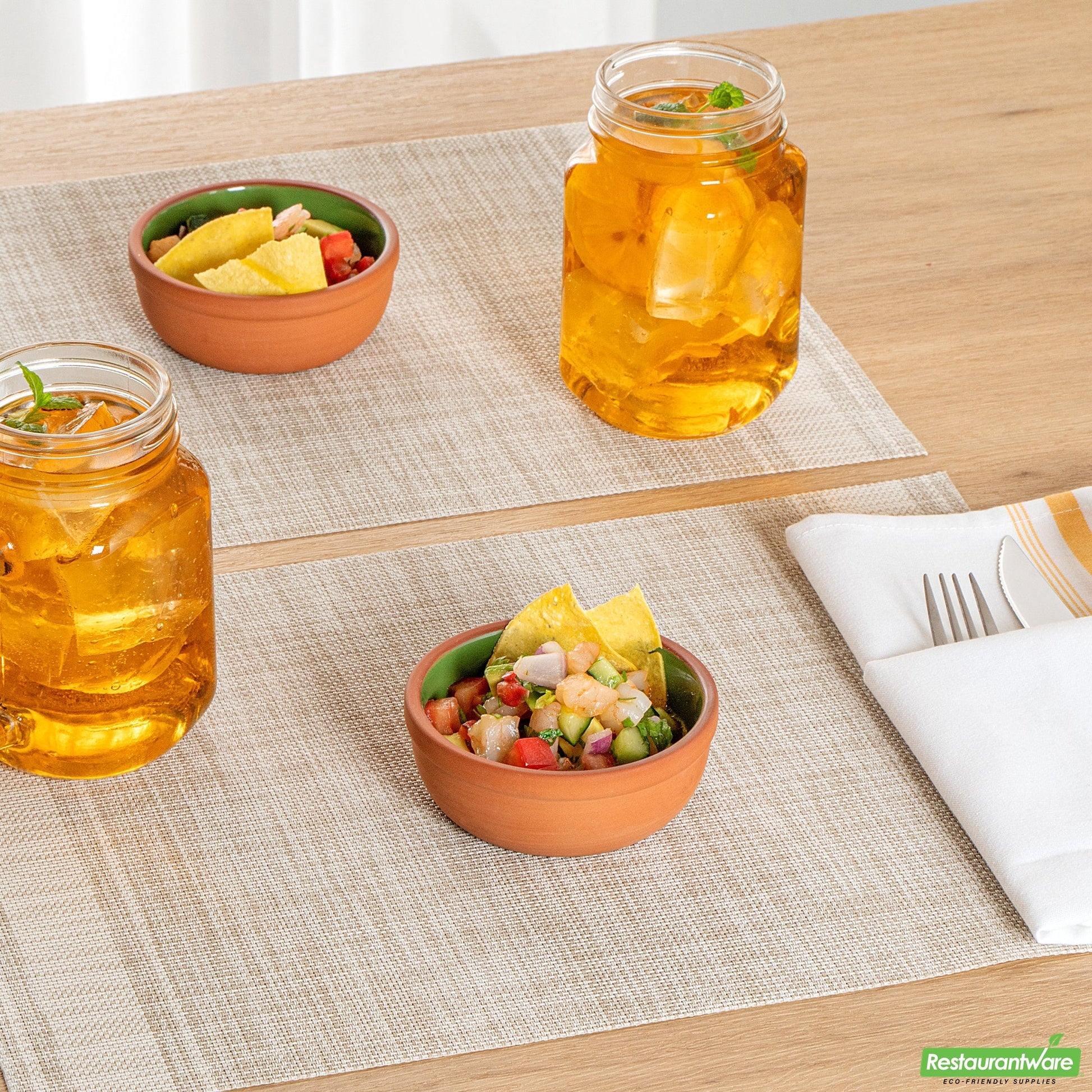 Wholesale Restaurantware 5 Oz Terrcotta Cazuela Bowl - Green Glazed Interior, Oven-Safe- Bulk