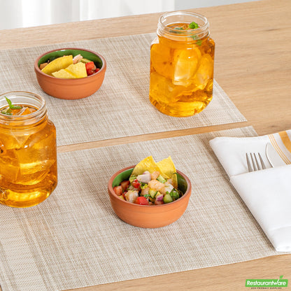 Wholesale Restaurantware 5 Oz Terrcotta Cazuela Bowl - Green Glazed Interior, Oven-Safe- Bulk