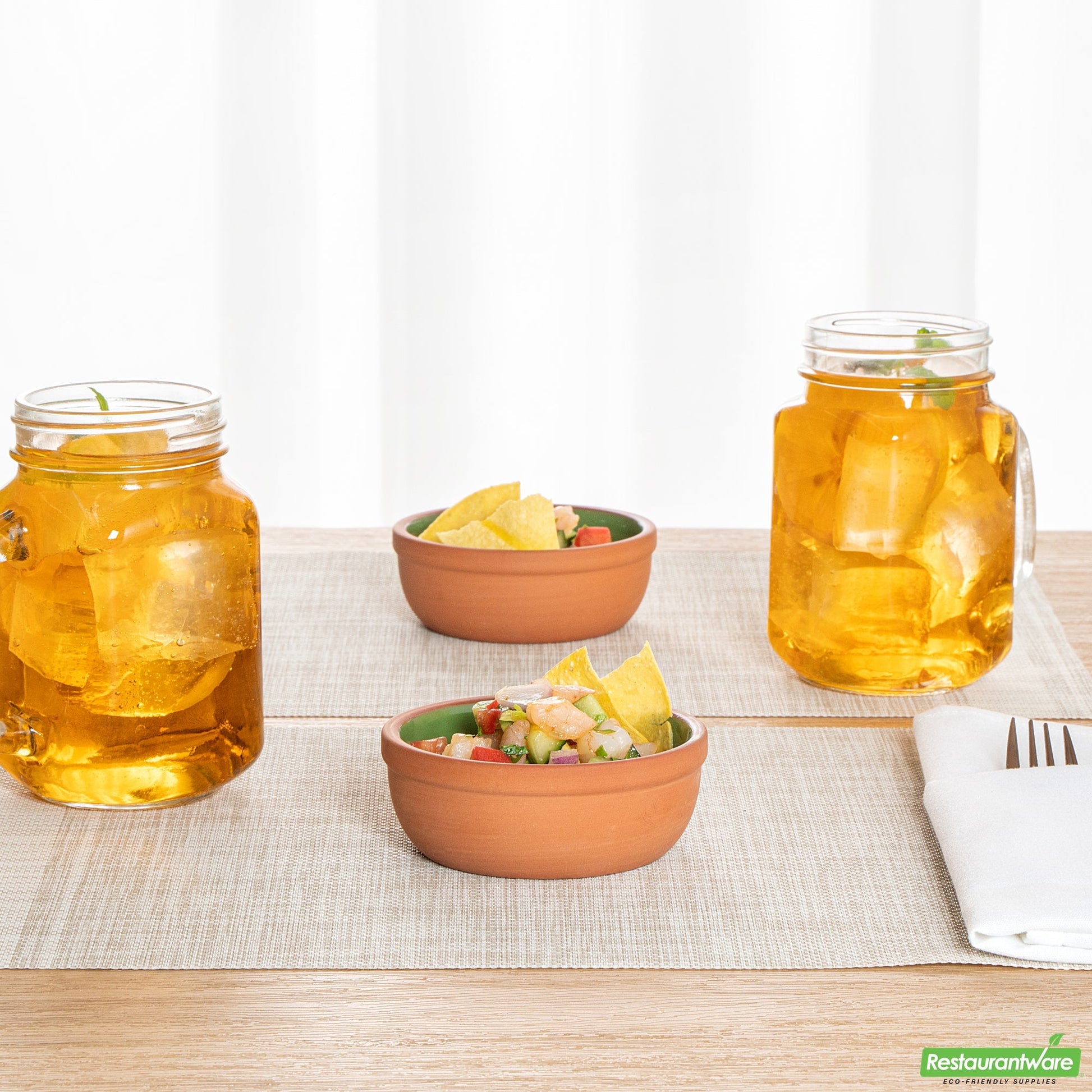 Wholesale Restaurantware 5 Oz Terrcotta Cazuela Bowl - Green Glazed Interior, Oven-Safe- Bulk