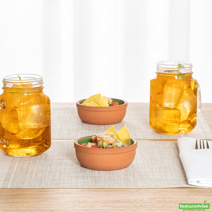 Wholesale Restaurantware 5 Oz Terrcotta Cazuela Bowl - Green Glazed Interior, Oven-Safe- Bulk