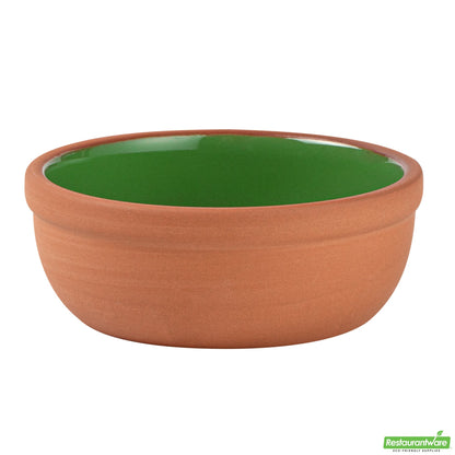 Wholesale Restaurantware 5 Oz Terrcotta Cazuela Bowl - Green Glazed Interior, Oven-Safe- Bulk