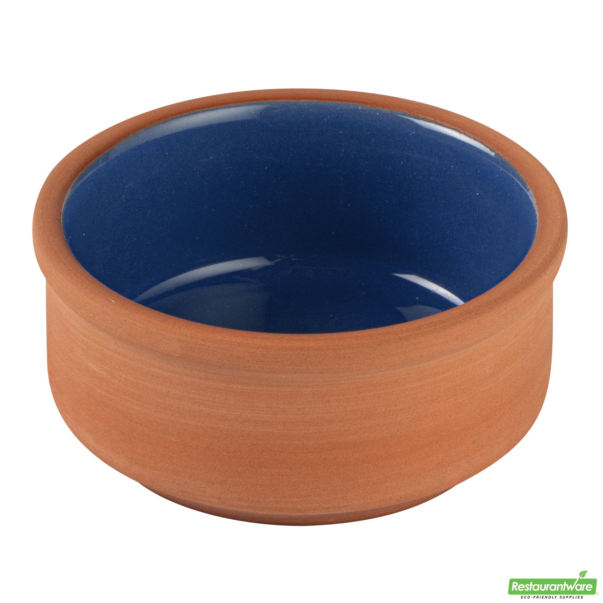 Wholesale Restaurantware 3 Oz Terracotta Cazuela Bowl - Blue Glazed Interior, Oven-Safe- Bulk