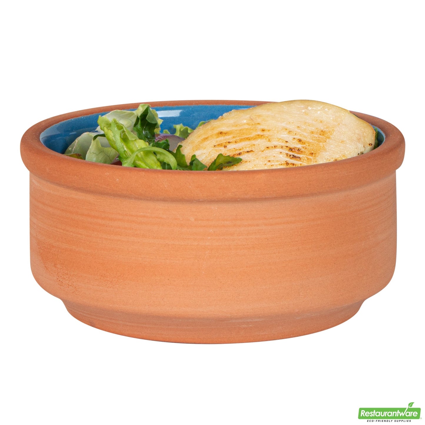 Wholesale Restaurantware 3 Oz Terracotta Cazuela Bowl - Blue Glazed Interior, Oven-Safe- Bulk