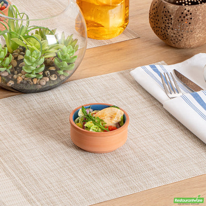 Wholesale Restaurantware 3 Oz Terracotta Cazuela Bowl - Blue Glazed Interior, Oven-Safe- Bulk