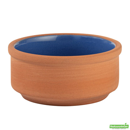 Wholesale Restaurantware 3 Oz Terracotta Cazuela Bowl - Blue Glazed Interior, Oven-Safe- Bulk