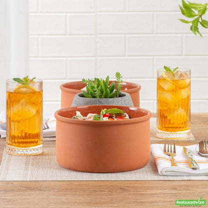Wholesale Restaurantware 68 Oz Terracotta Cazuela Bowl - Brown Glazed Interior, Oven-Safe,- Bulk