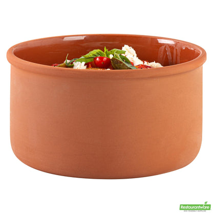 Wholesale Restaurantware 68 Oz Terracotta Cazuela Bowl - Brown Glazed Interior, Oven-Safe,- Bulk