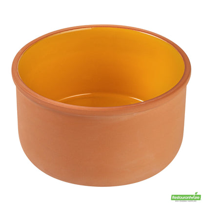 Wholesale Restaurantware 68 Oz Terracotta Cazuela Bowl - Yellow Glazed Interior, Oven-Safe- Bulk