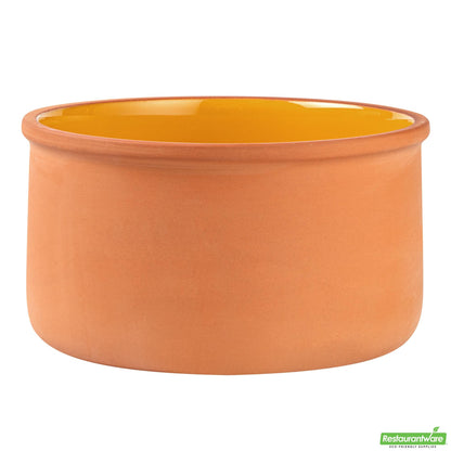 Wholesale Restaurantware 68 Oz Terracotta Cazuela Bowl - Yellow Glazed Interior, Oven-Safe- Bulk