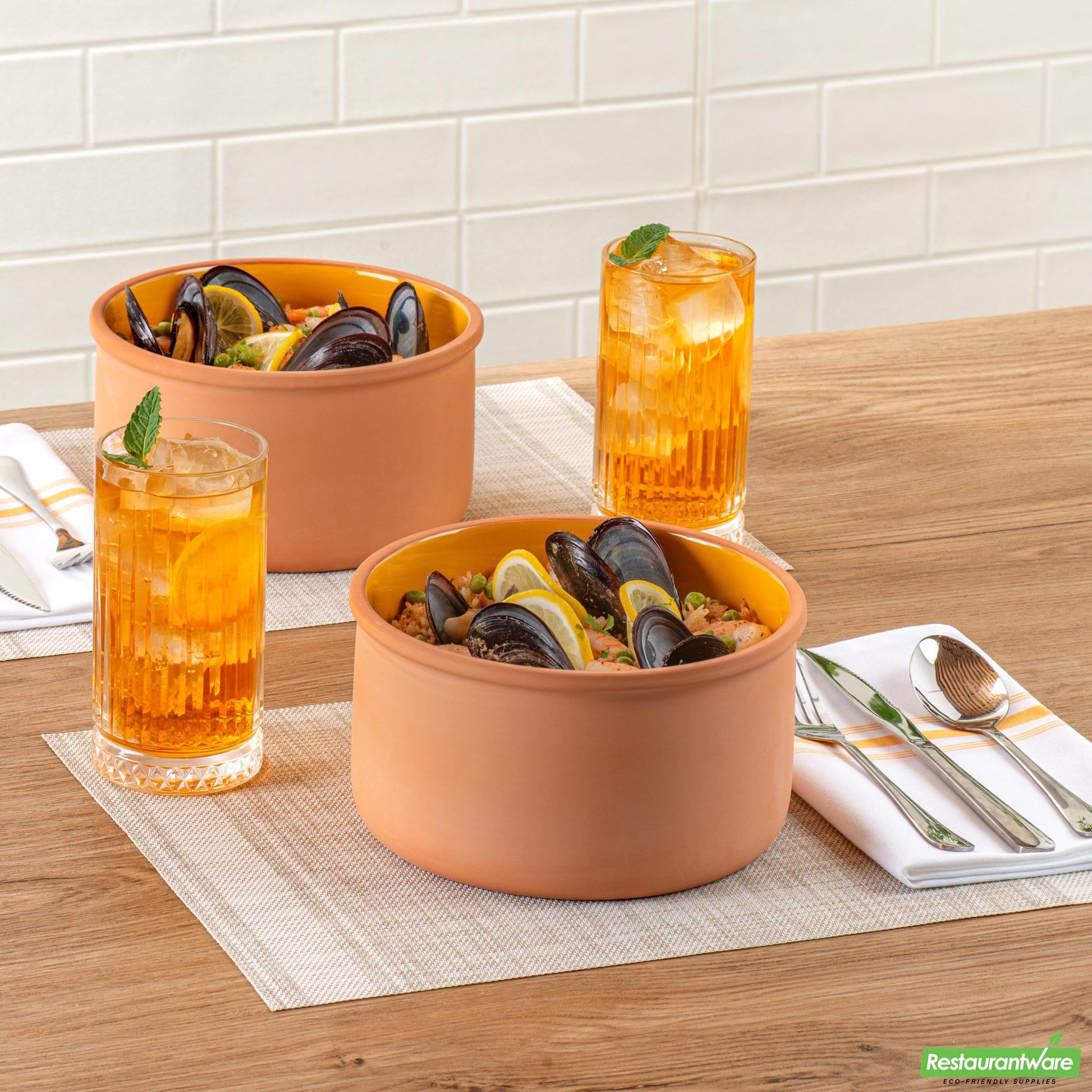 Wholesale Restaurantware 68 Oz Terracotta Cazuela Bowl - Yellow Glazed Interior, Oven-Safe- Bulk