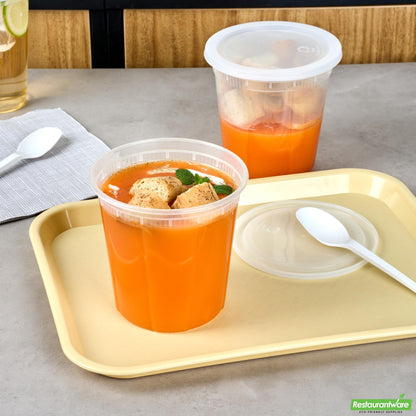 Wholesale Restaurantware 32 Oz Round Clear Plastic Soup Container - with Lid, Microwavable- Bulk