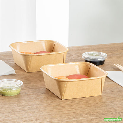 Wholesale Restaurantware 17 Oz Square Kraft Paper Sushi Container- Bulk