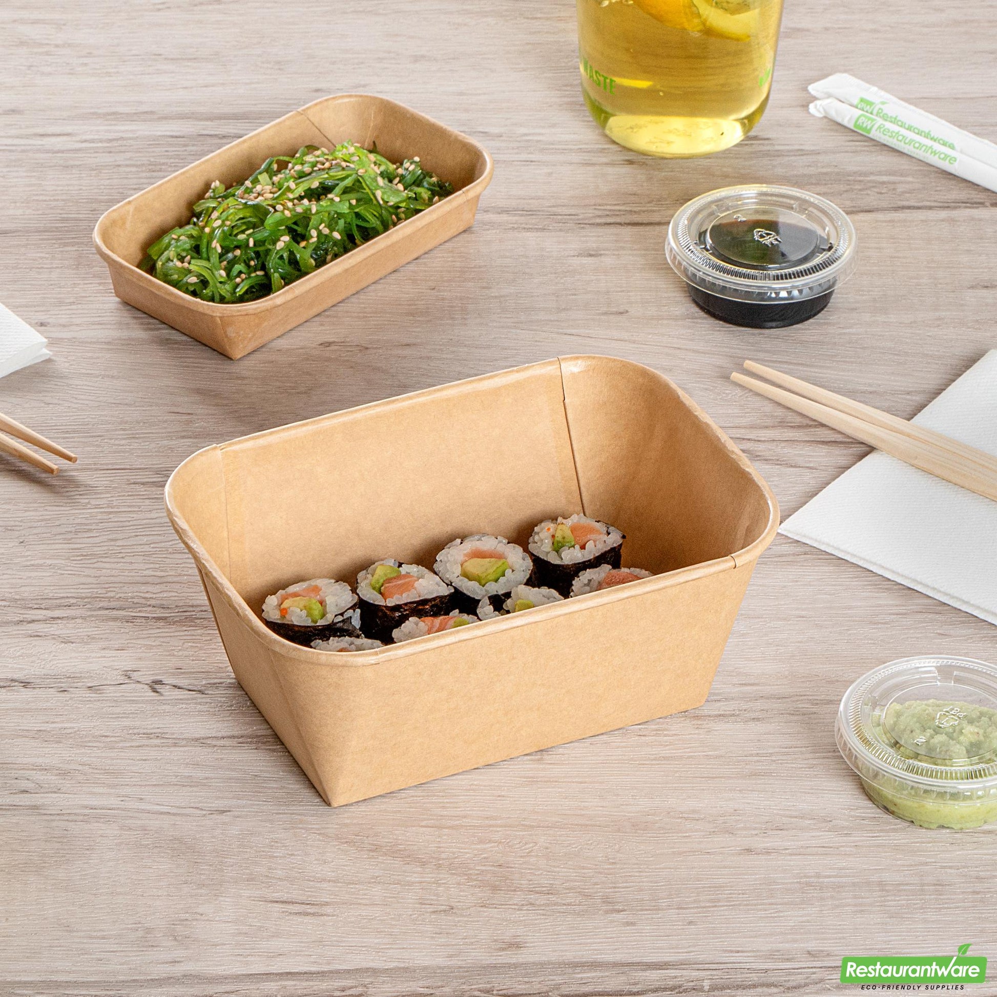Wholesale Restaurantware 34 Oz Rectangle Kraft Paper Sushi Container- Bulk