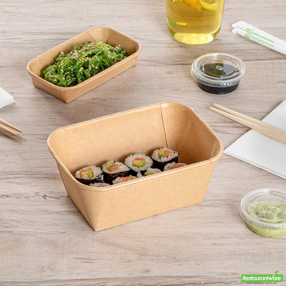 Wholesale Restaurantware 34 Oz Rectangle Kraft Paper Sushi Container- Bulk