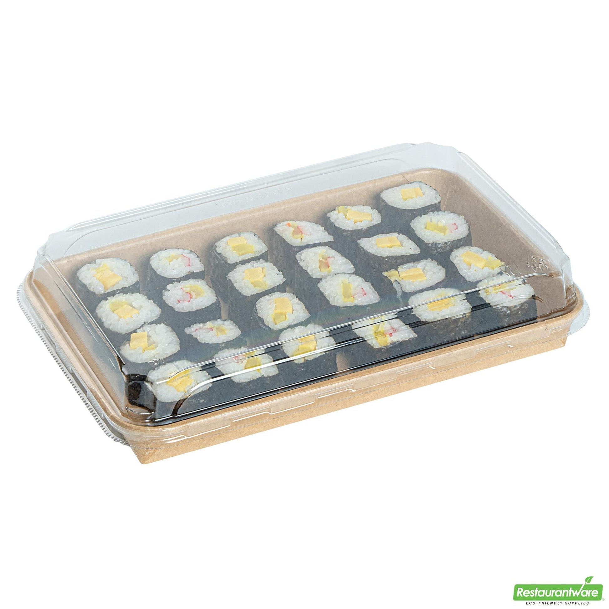 Wholesale Restaurantware Clear Pet Plastic Lid - Fits 20 Oz Sushi Container - 9.6" X 6.1" X 1.2"- Bulk