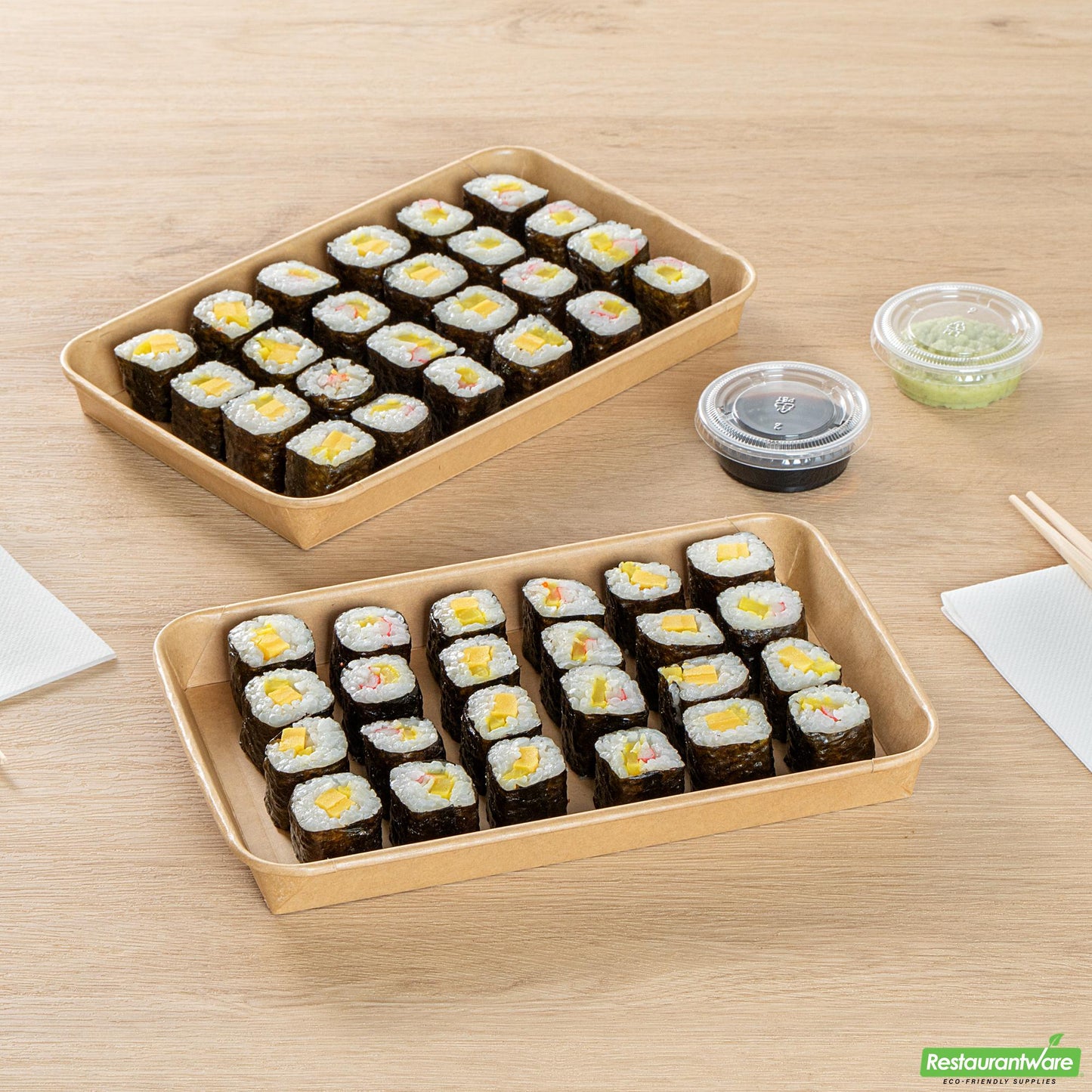 Wholesale Restaurantware 20 Oz Rectangle Kraft Paper Sushi Container- Bulk