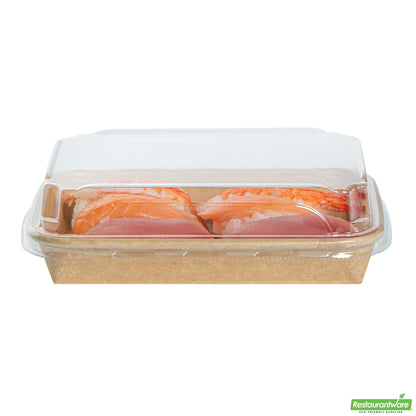 Wholesale Restaurantware Clear Pet Plastic Lid - Fits 8 Oz Sushi Container - 6.6" X 4.6" X 1.2"- Bulk