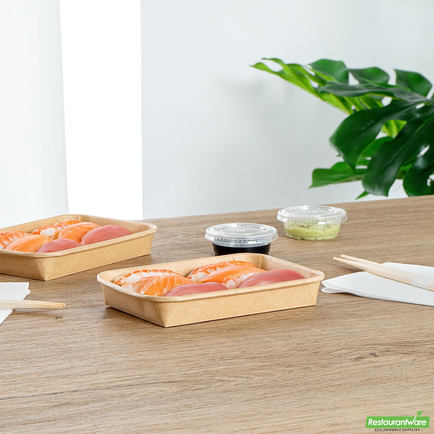 Wholesale Restaurantware 8 Oz Rectangle Kraft Paper Sushi Container- Bulk