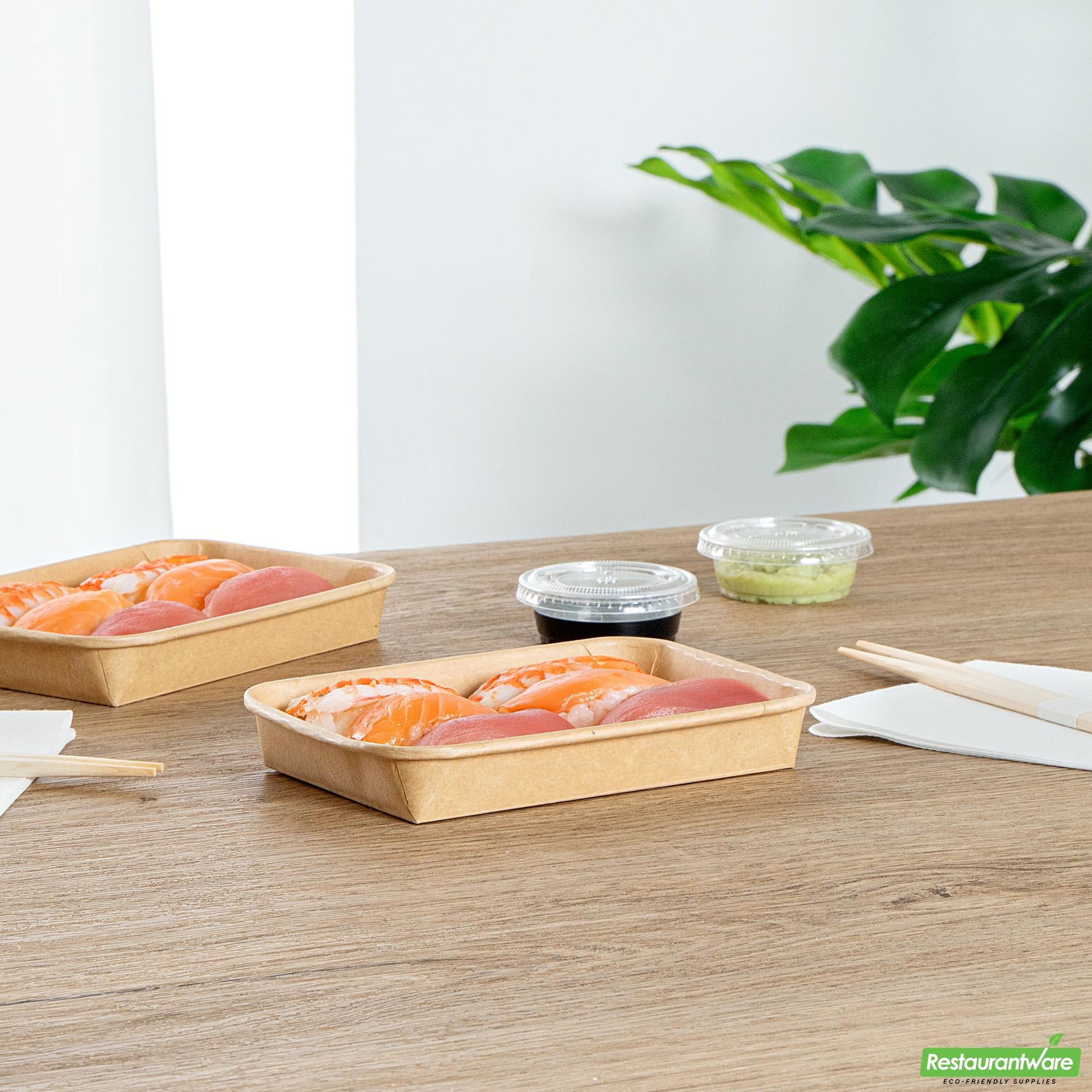 Wholesale Restaurantware 8 Oz Rectangle Kraft Paper Sushi Container- Bulk