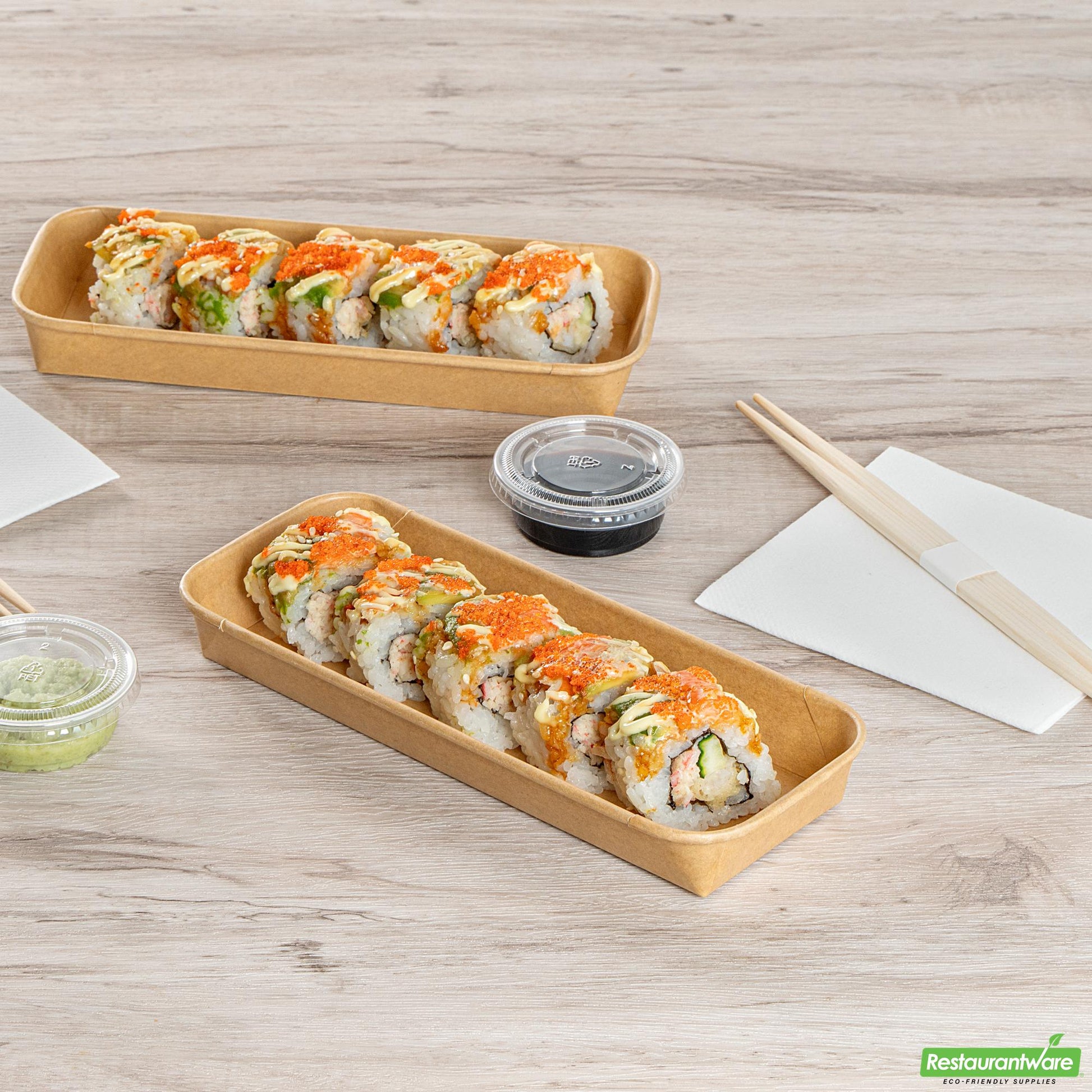 Wholesale Restaurantware 10 Oz Rectangle Kraft Paper Sushi Container- Bulk