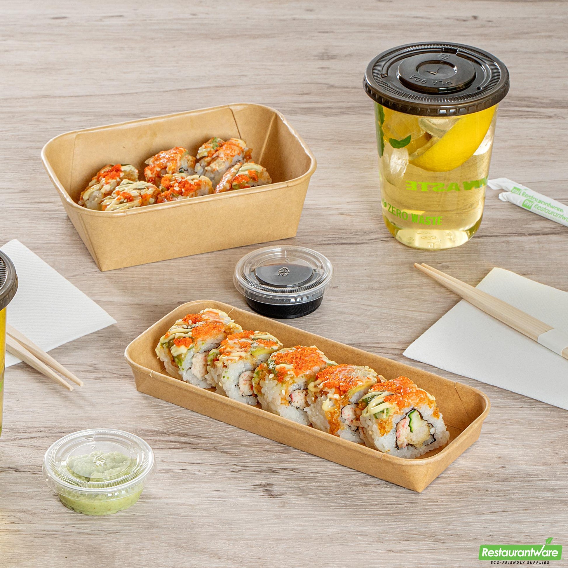 Wholesale Restaurantware 10 Oz Rectangle Kraft Paper Sushi Container- Bulk