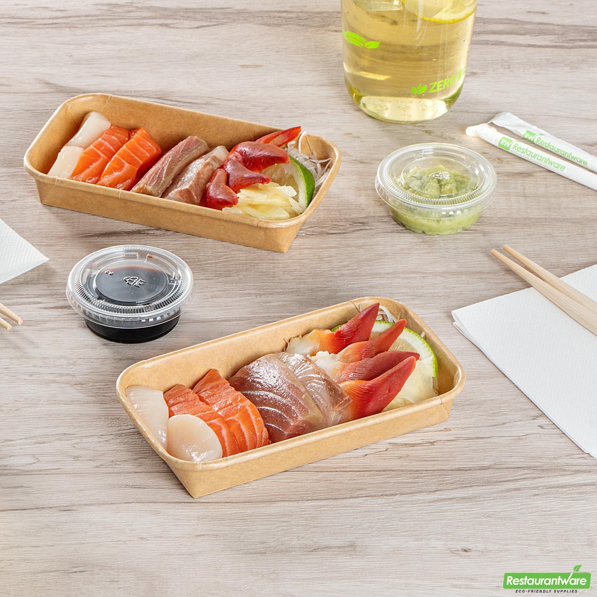 Wholesale Restaurantware 6 Oz Rectangle Kraft Paper Sushi Container - 6.3" X 3.6" X 0.9"- Bulk