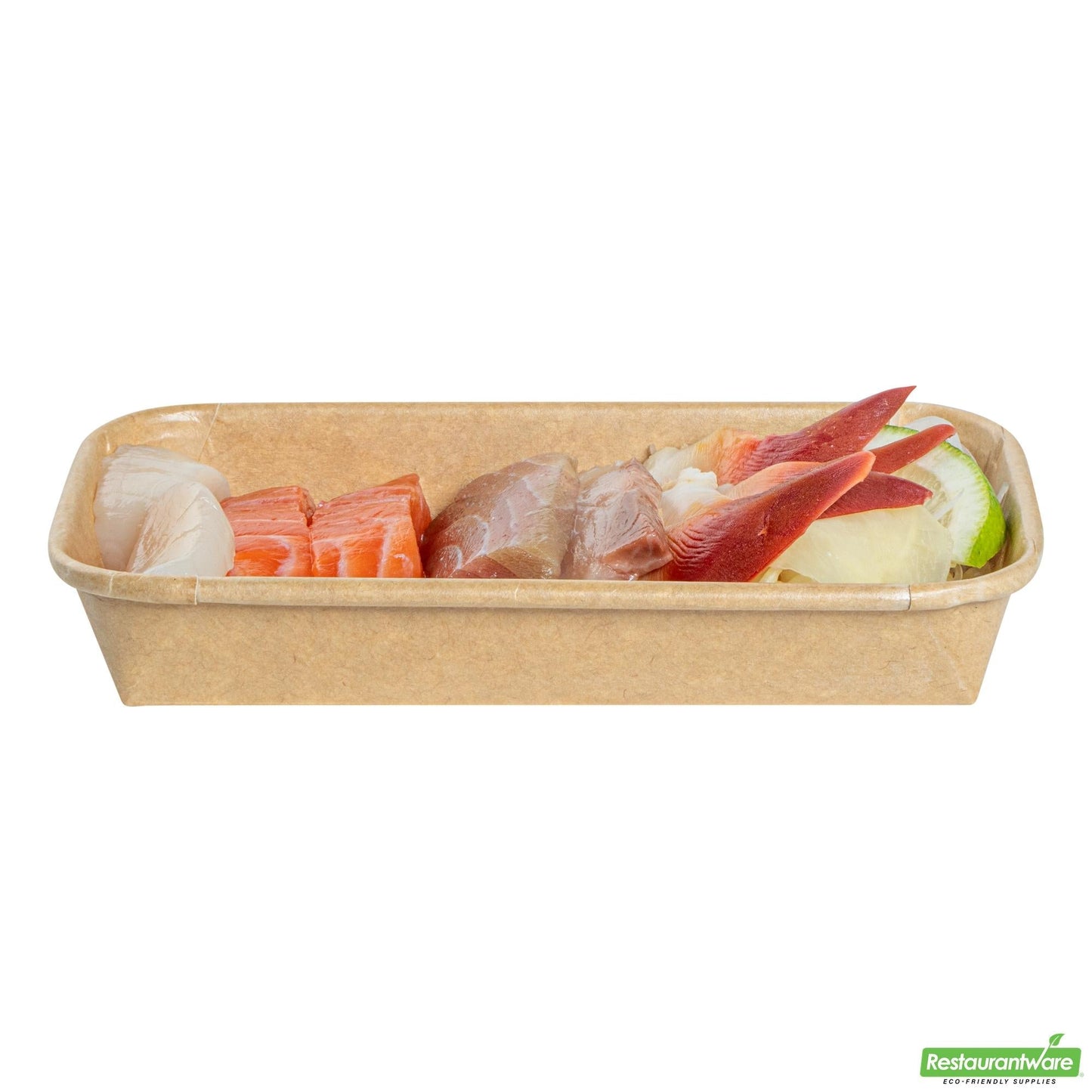 Wholesale Restaurantware 6 Oz Rectangle Kraft Paper Sushi Container - 6.3" X 3.6" X 0.9"- Bulk