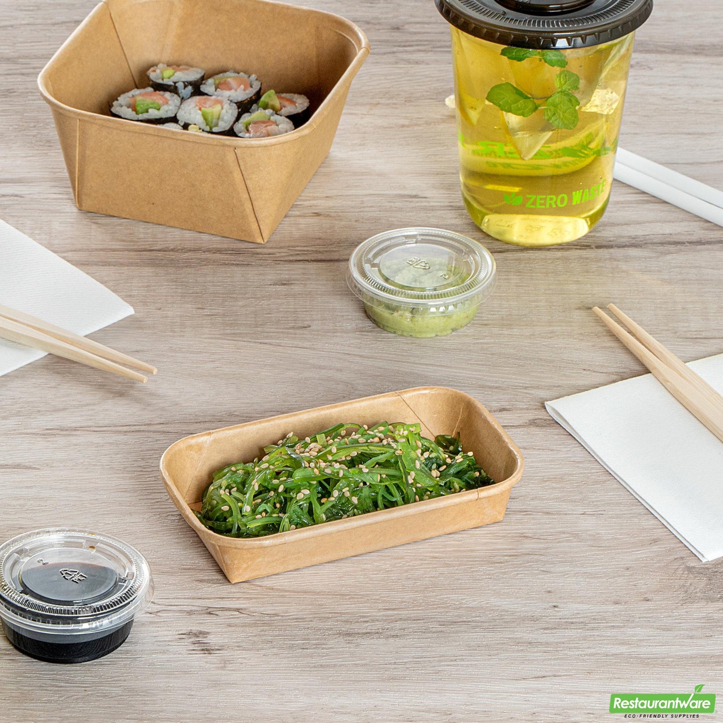 Wholesale Restaurantware 5 Oz Rectangle Kraft Paper Sushi Container- Bulk
