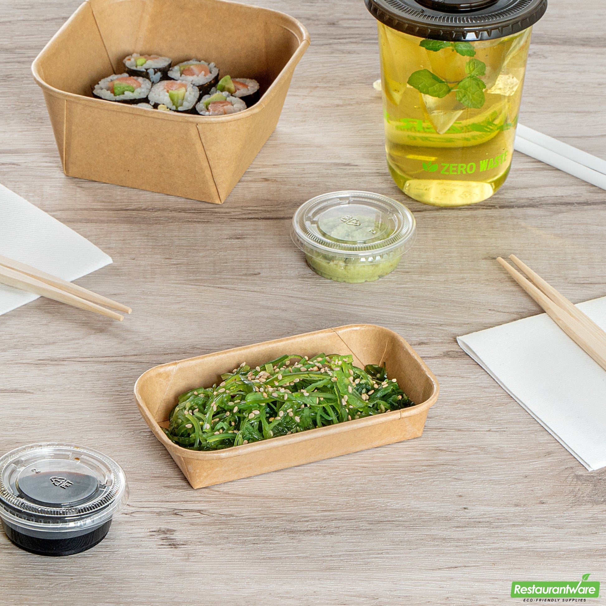 Wholesale Restaurantware 5 Oz Rectangle Kraft Paper Sushi Container- Bulk