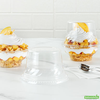 Wholesale Restaurantware Round Clear Plastic Tall Dome Lid - Fits Plastic Dessert Cup- Bulk