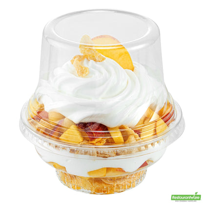 Wholesale Restaurantware Round Clear Plastic Tall Dome Lid - Fits Plastic Dessert Cup- Bulk