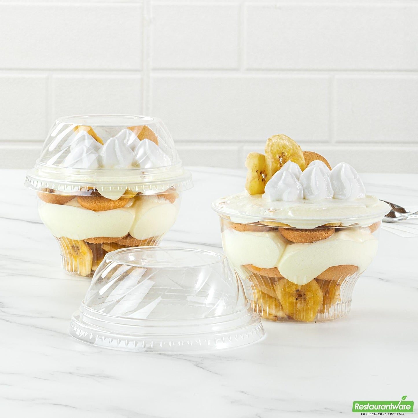 Wholesale Restaurantware Round Clear Plastic Low Dome Lid - Fits Plastic Dessert Cup- Bulk