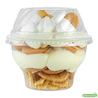 Wholesale Restaurantware Round Clear Plastic Low Dome Lid - Fits Plastic Dessert Cup- Bulk