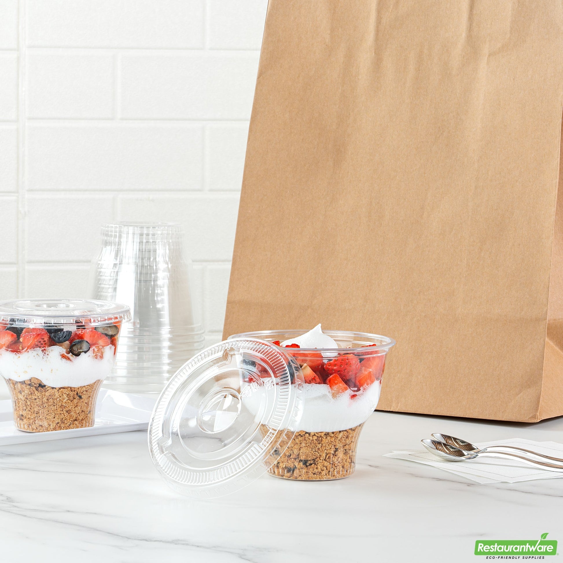 Wholesale Restaurantware Round Clear Plastic Flat Lid - Fits Plastic Dessert Cup- Bulk