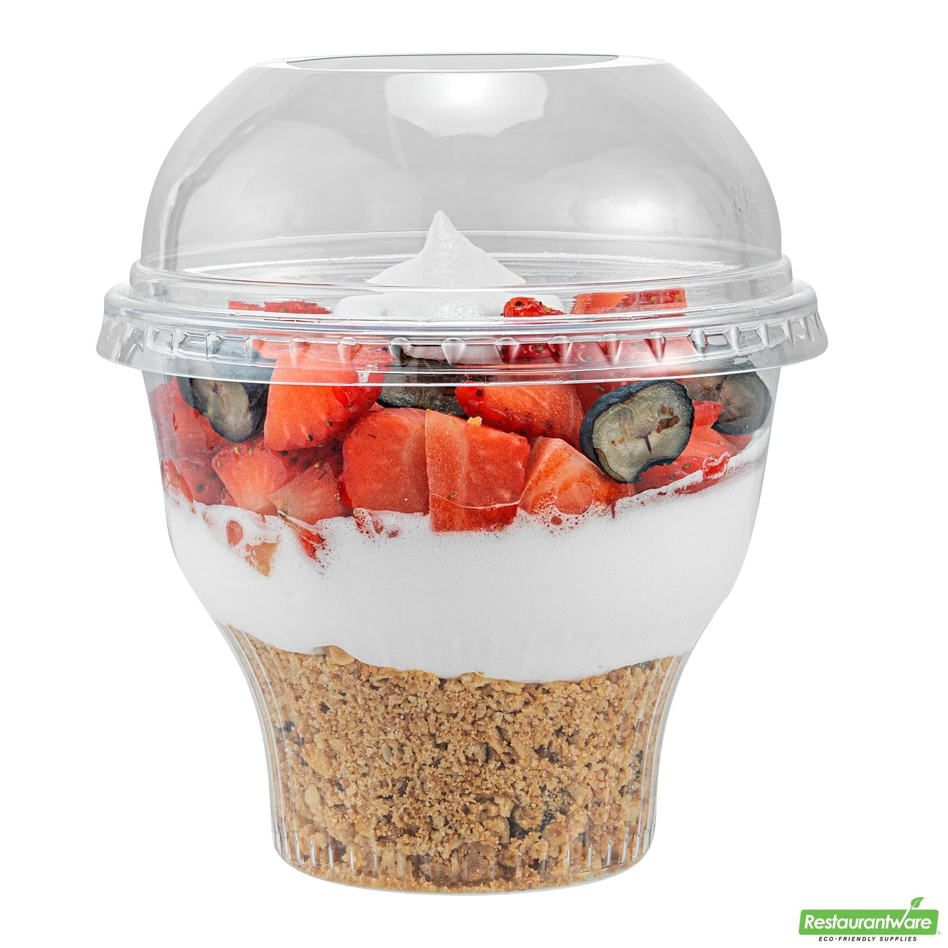 Wholesale Restaurantware Round Clear Plastic Dome Lid - Fits Plastic Dessert Cup, with Hole- Bulk