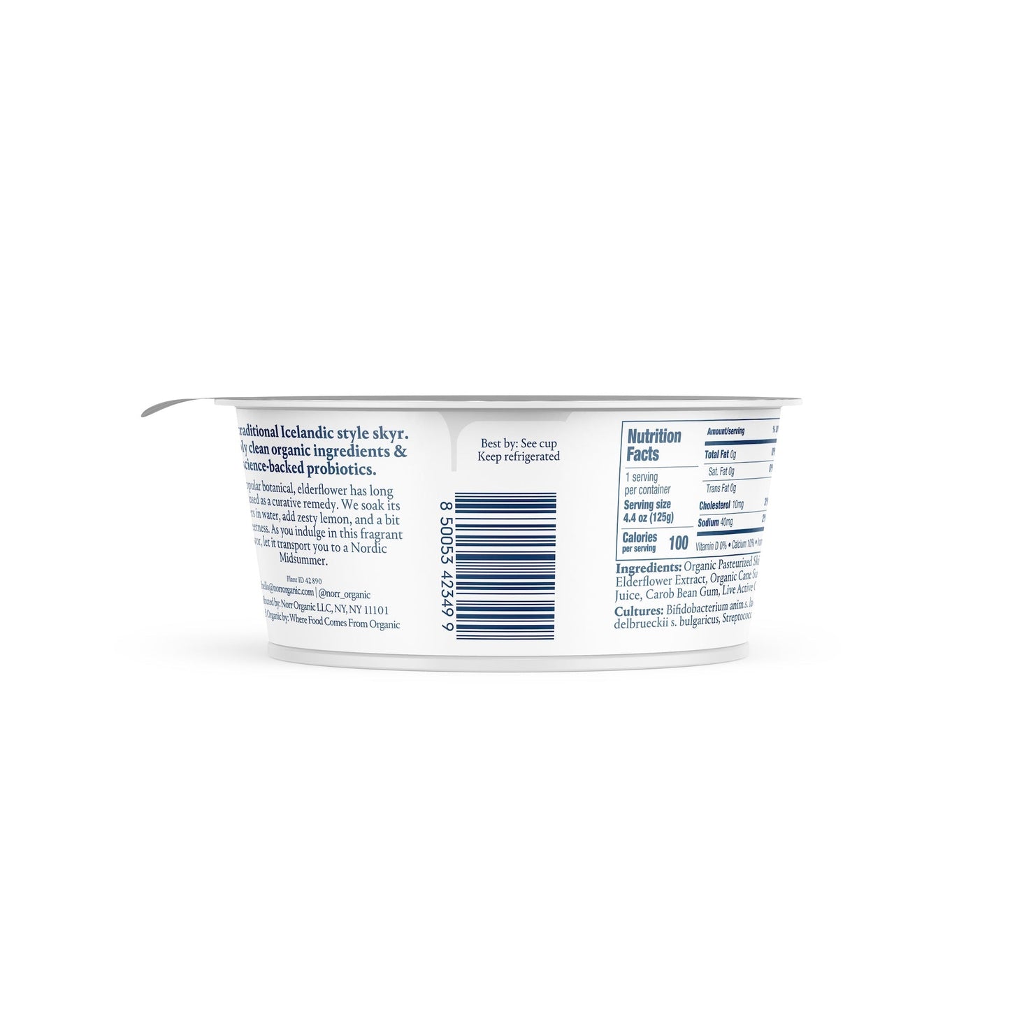 Wholesale Norr Organic Non-Fat Lemon & Elderflower Skyr Yogurt 4.4oz- Bulk