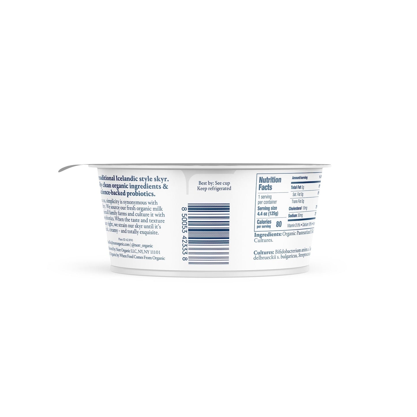 Wholesale Norr Organic Non-Fat Plain Skyr Yogurt 4.4oz- Bulk