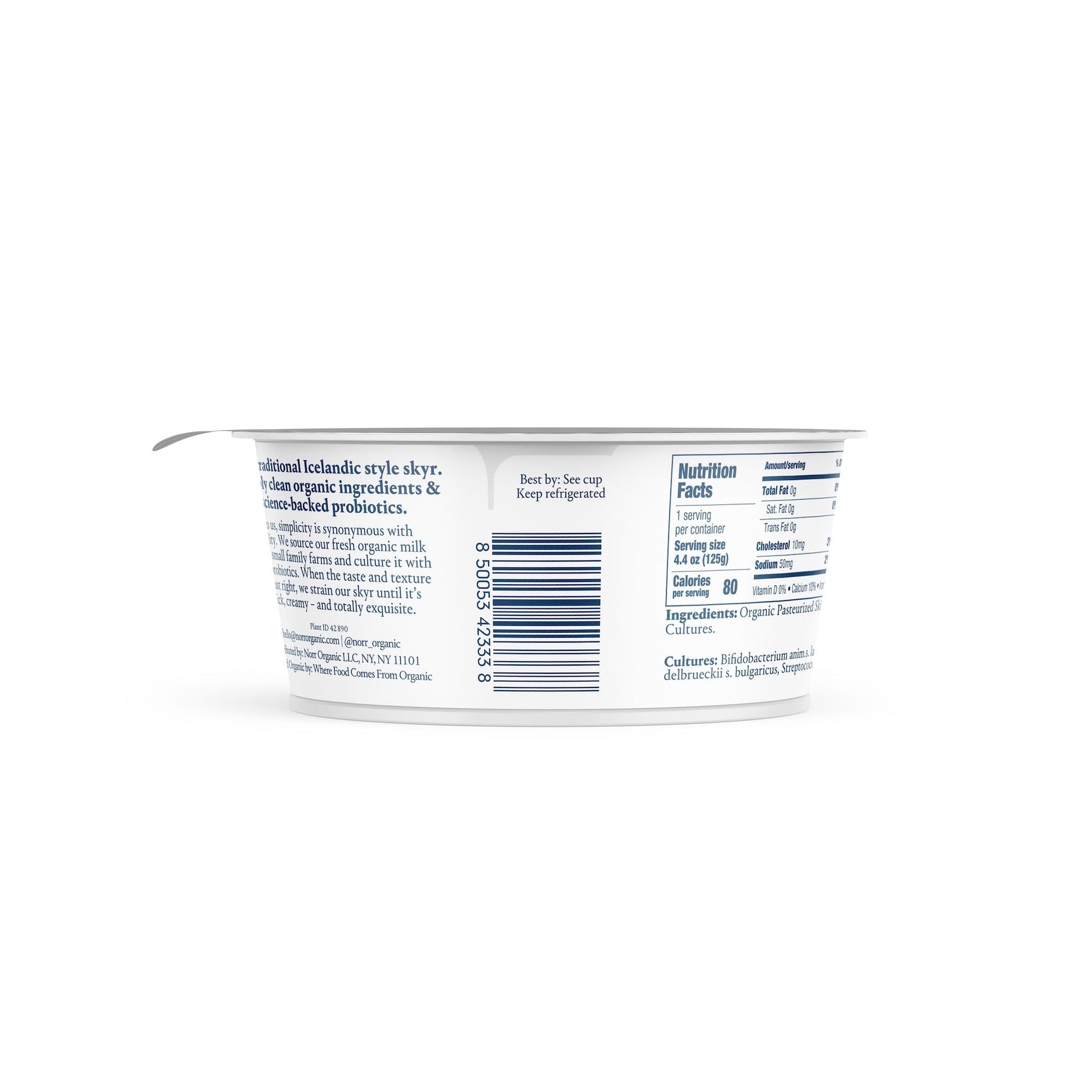 Wholesale Norr Organic Non-Fat Plain Skyr Yogurt 4.4oz- Bulk