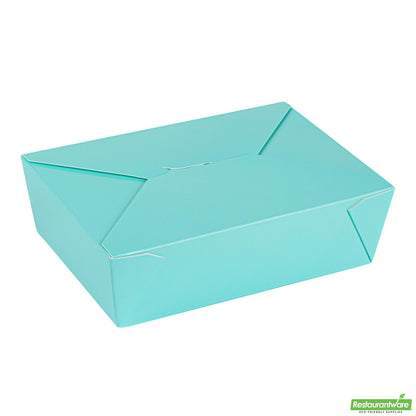 Wholesale Restaurantware 71 Oz Rectangle Turquoise Paper #3 Bio Box Take Out Container- Bulk