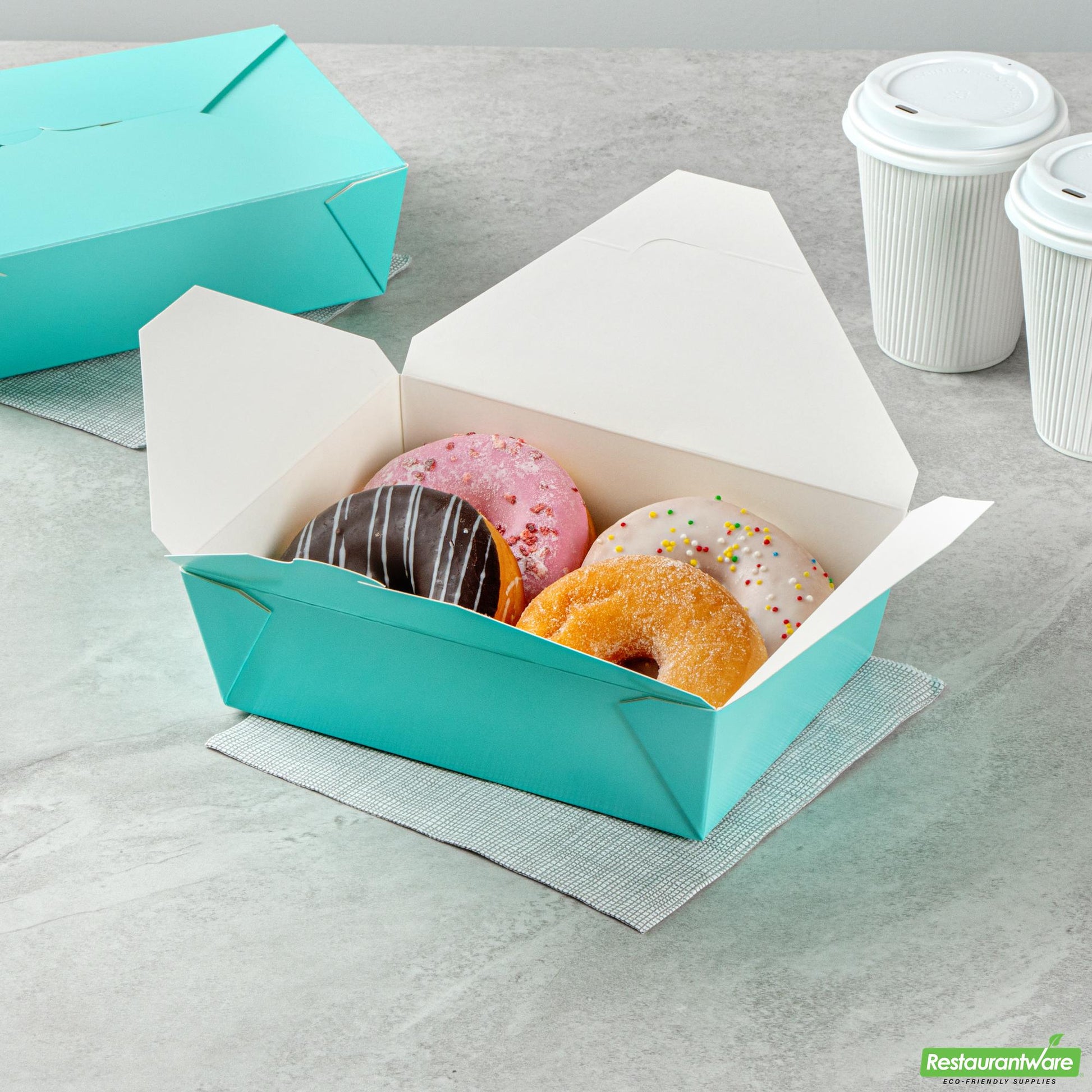 Wholesale Restaurantware 71 Oz Rectangle Turquoise Paper #3 Bio Box Take Out Container- Bulk