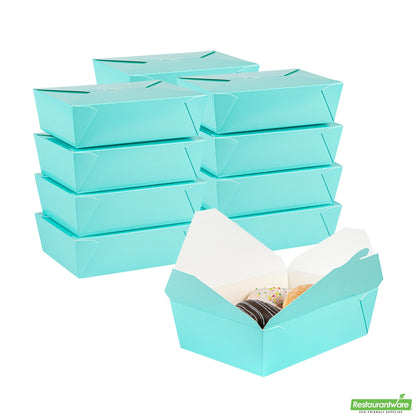 Wholesale Restaurantware 71 Oz Rectangle Turquoise Paper #3 Bio Box Take Out Container- Bulk