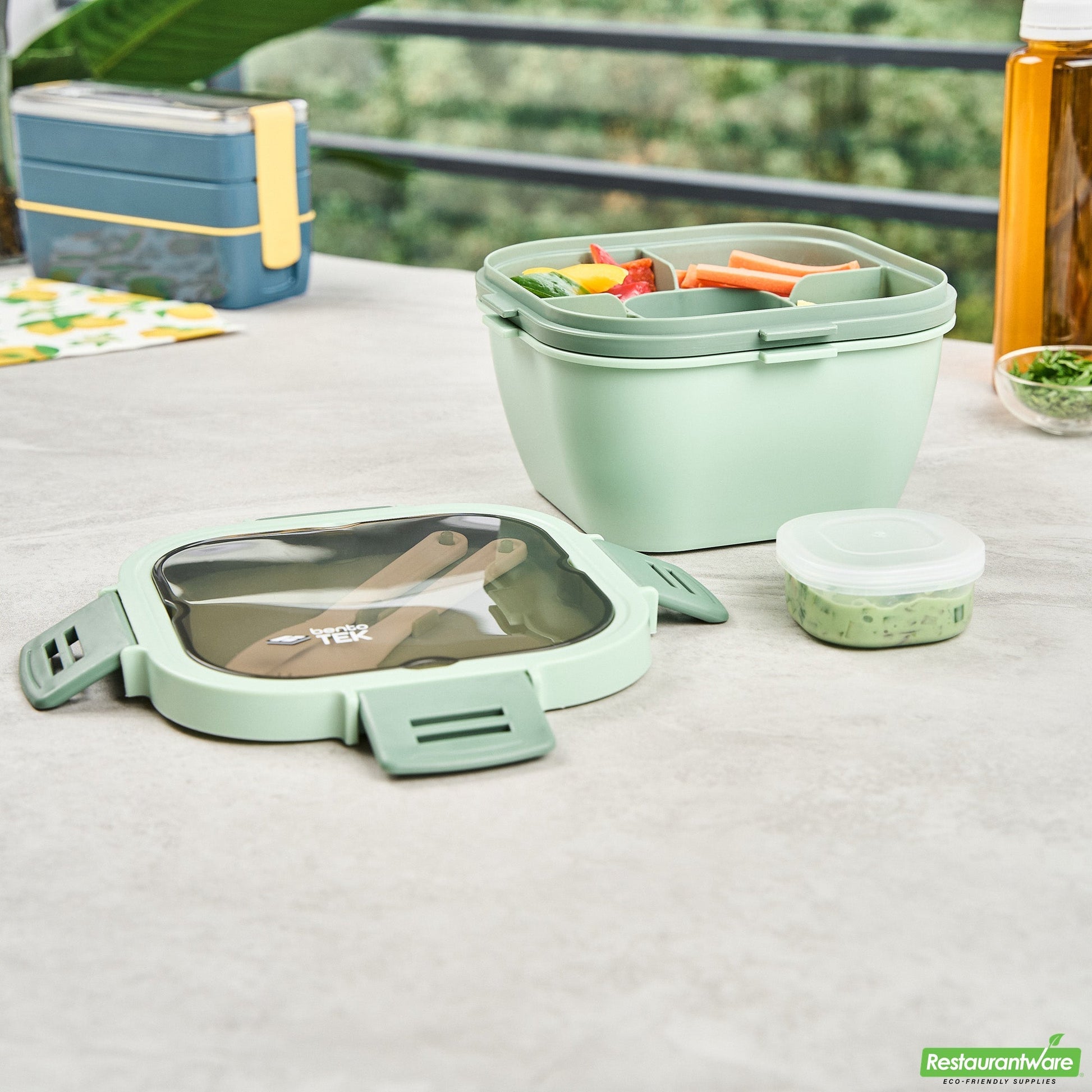 Wholesale Restaurantware 58 Oz Green Lunch Box - Bpa-Free, Microwave-Safe - 7.3" X 7.3" X 4.3"- Bulk