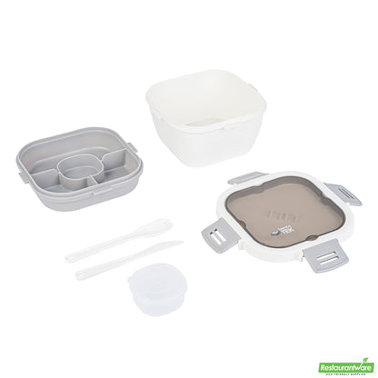 Wholesale Restaurantware 58 Oz White and Gray Lunch Box - Bpa-Free, Microwave-Safe- Bulk