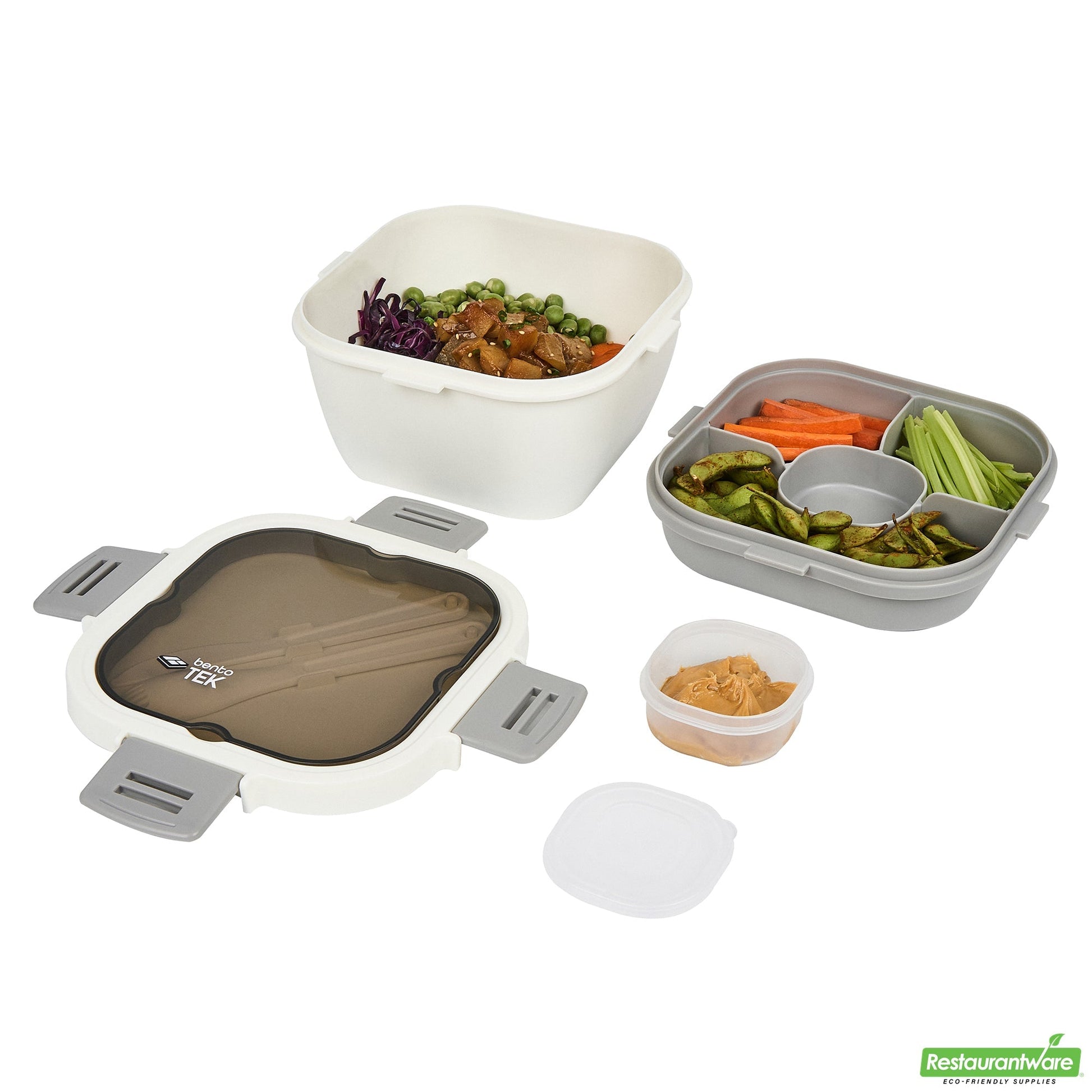 Wholesale Restaurantware 58 Oz White and Gray Lunch Box - Bpa-Free, Microwave-Safe- Bulk