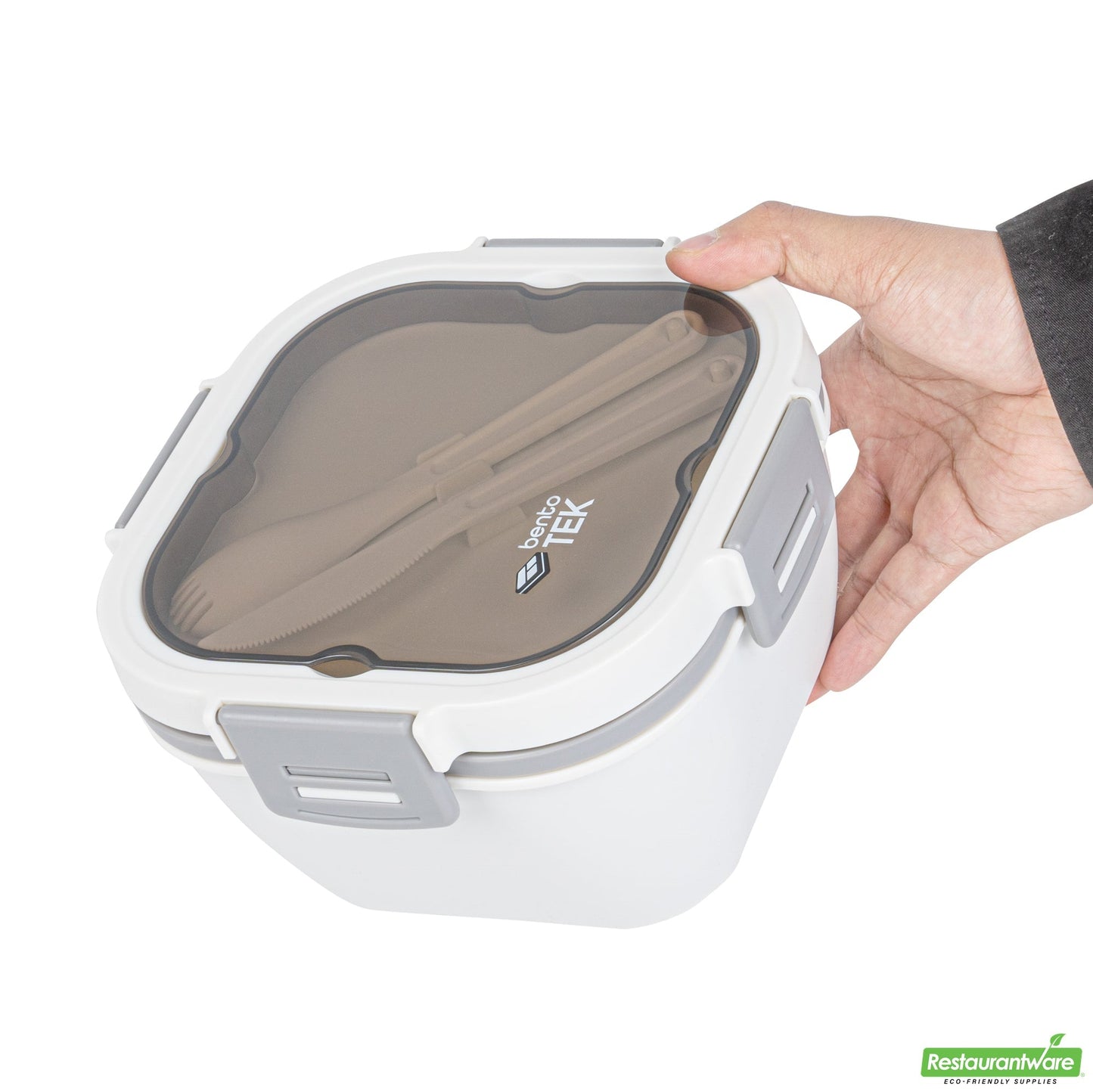 Wholesale Restaurantware 58 Oz White and Gray Lunch Box - Bpa-Free, Microwave-Safe- Bulk
